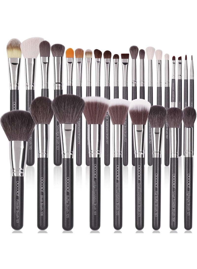 Professional Makeup Brush Set 29Pcs Makeup Brushes Premium Goat Synthetic Fiber Foundation Face Powder Blush Concealer Eyeshadows Make Up Brushes with PU Leather Case