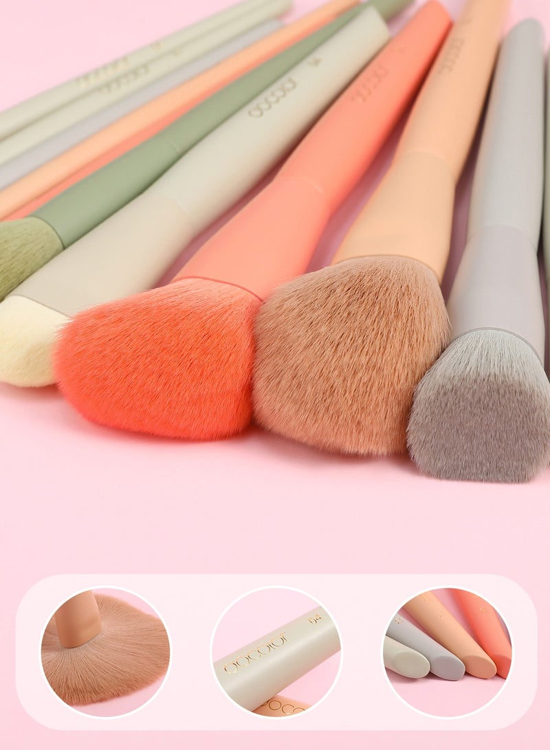 Makeup Brushes Set 17Pcs Morandi Makeup Brushes with Makeup Bag and Makeup Sponge and Brush Protector Professional Face Powder Foundation Eye Shadow Concealers Brush Kit Gift Box