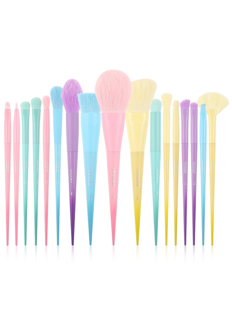 Makeup Brushes 17 Pcs Colourful Makeup Brush Set Premium Gift Synthetic Kabuki Foundation Blending Face Powder Blush Concealers Eyeshadow Rainbow Make Up Brush Set - Dream of Color