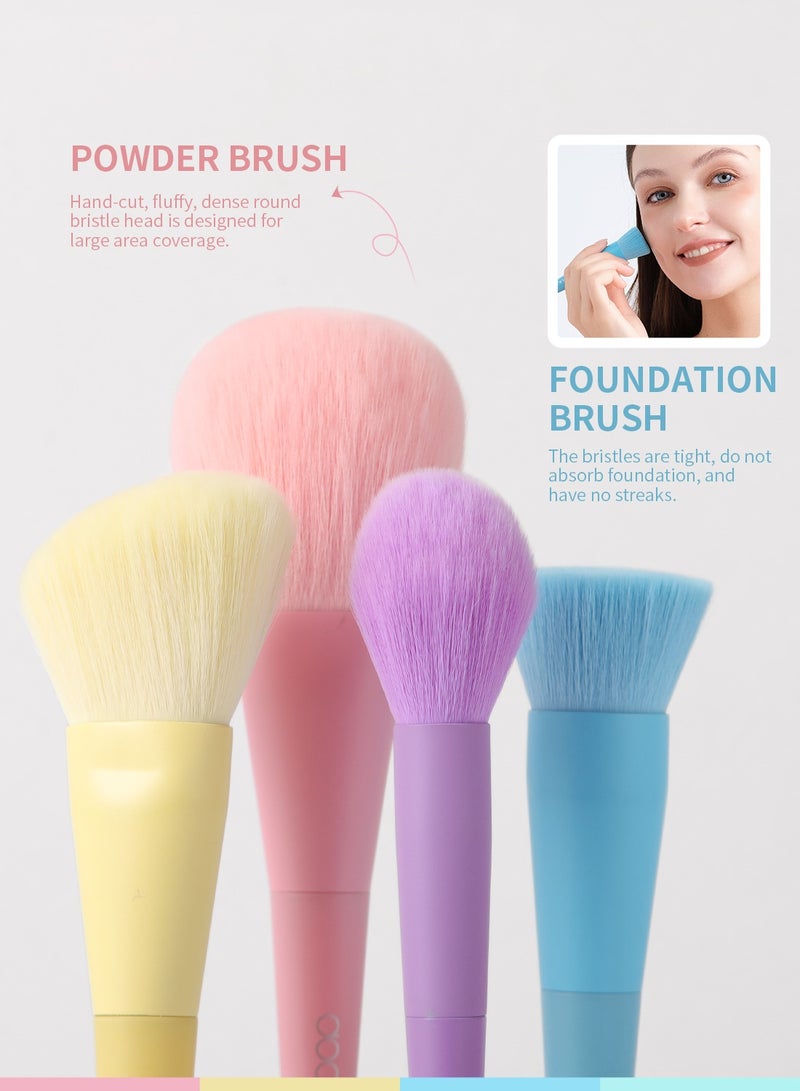 Makeup Brushes 17 Pcs Colourful Makeup Brush Set Premium Gift Synthetic Kabuki Foundation Blending Face Powder Blush Concealers Eyeshadow Rainbow Make Up Brush Set - Dream of Color