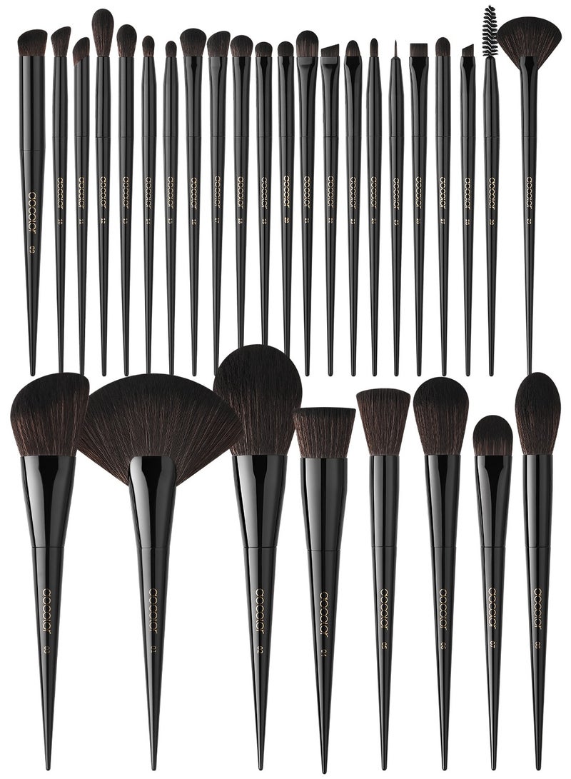 Makeup Brushes Set Professional 30Pcs Obsidian Makeup Brushes Premium Synthetic Powder Kabuki Foundation Contour Blush Concealer Eye Shadow Blending Eyeliner Crease Eyebrow Make Up Brush Kit