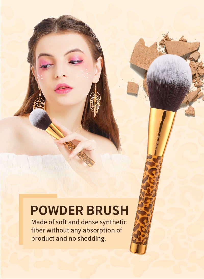 Makeup Brushes 14Pcs Leopard Makeup Brush Set with 4pcs Makeup Puffs Premium Synthetic Powder Foundation Contour Blush Concealer Eye Shadow Blending Make Up Brush Kit