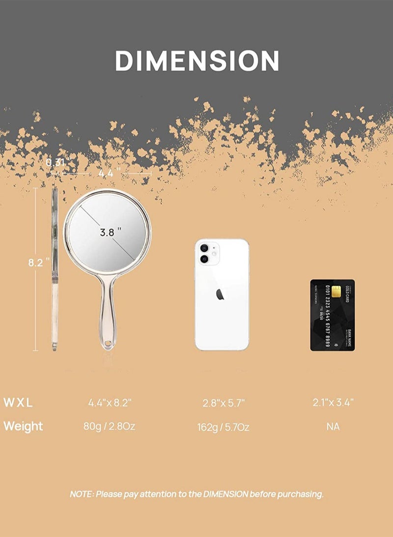 3pcs Double Sided Handheld Vanity Mirror 1X/3X Magnifier with Handle