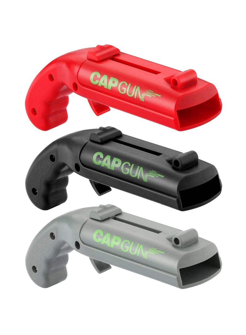 3PCS Cap Gun Beer Bottle Opener, Bottle Openers party favors Gamer bottle opener for BBQ, Party, Bar, Drinking Bottle Opener with family, friends and drinking buddies (Red, Black, Grey)