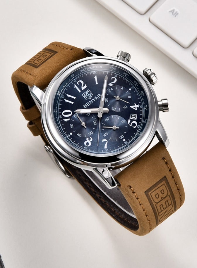 Men’s Quartz Watch Analog Chronograph Sports Wrist Watch For Men Blue