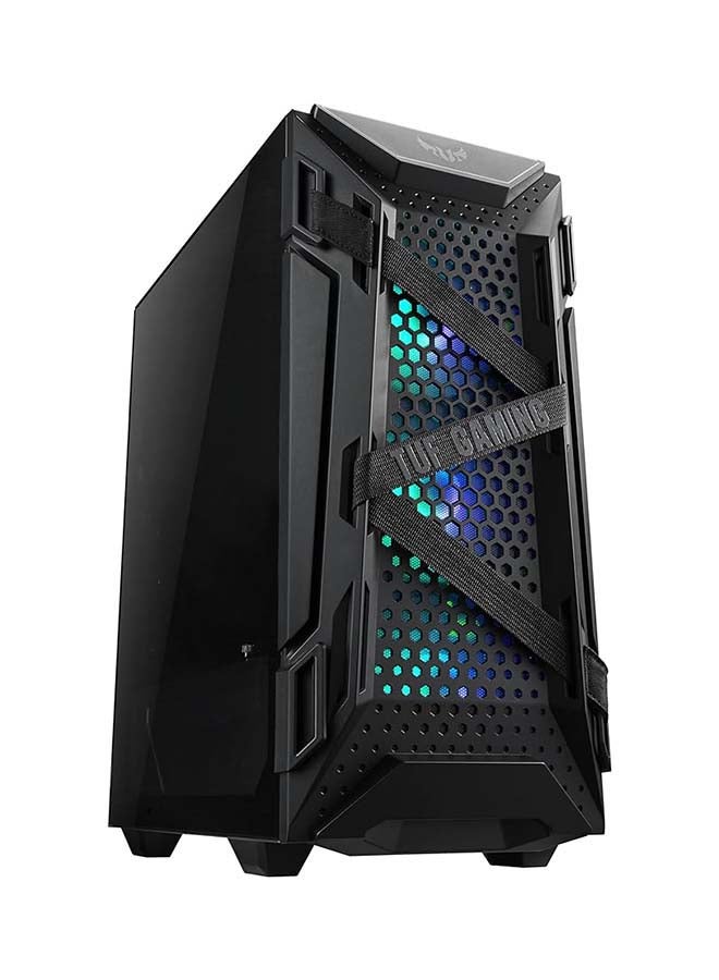 Tuf Gaming GT301 Mid-Tower Compact Case For Atx Motherboards With Honeycomb Front Panel, 120mm Aura ADDRessable Rbg Fans, Headphone Hanger, And 360mm Radiator Support, 2 X Usb 3.2 Black