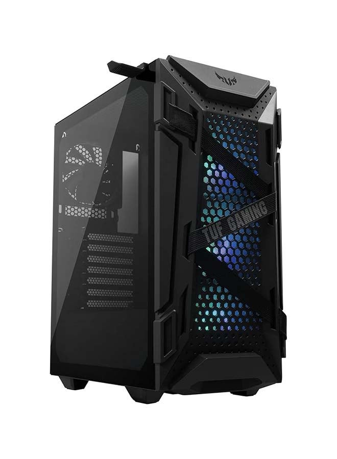 Tuf Gaming GT301 Mid-Tower Compact Case For Atx Motherboards With Honeycomb Front Panel, 120mm Aura ADDRessable Rbg Fans, Headphone Hanger, And 360mm Radiator Support, 2 X Usb 3.2 Black