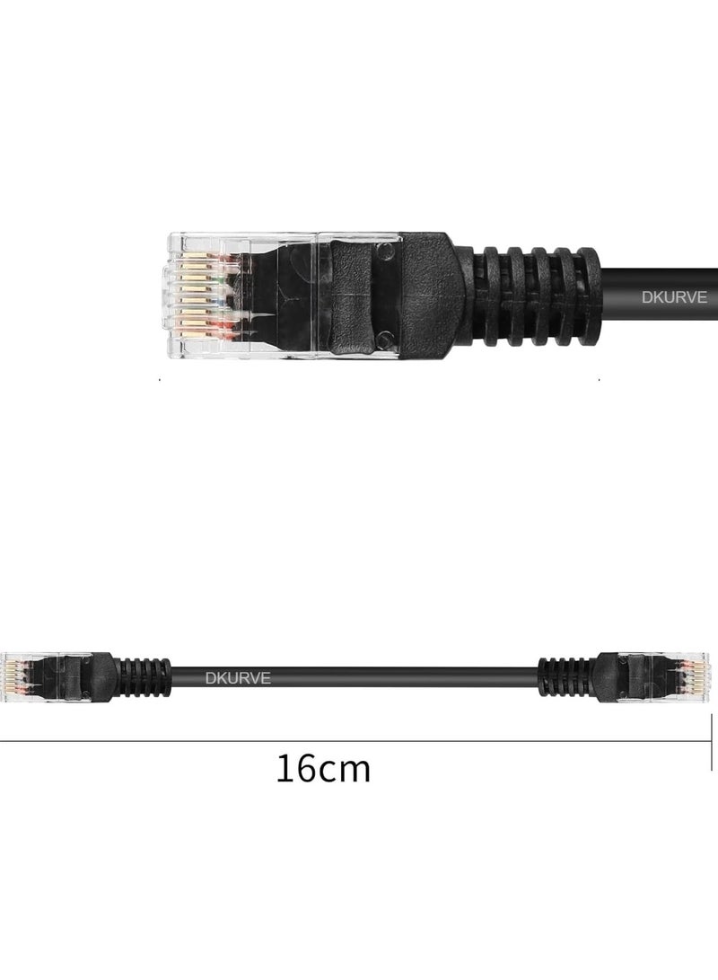 0.16M, Cat 6 Short Ethernet Patch Cables Full Copper, 24 AWG, 10G Support, Gold Plated Black Pack Of 12