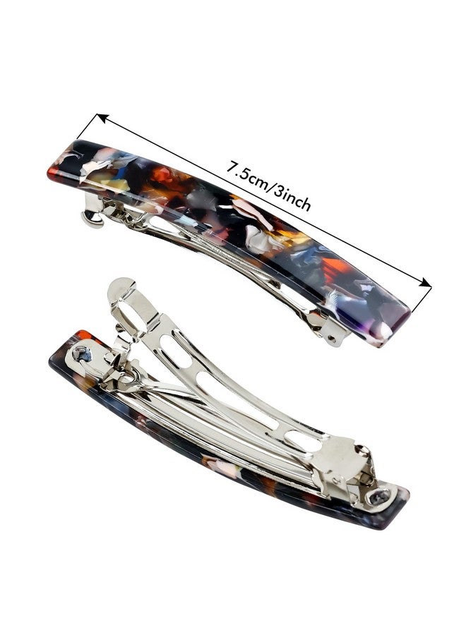 10 Pack 7.5Cm/3 Vintage Tortoise Shell Acetate French Hair Barrettes Automatic Spring Clips Hair Pins Accessories For Women Girls Thin Thick Hair