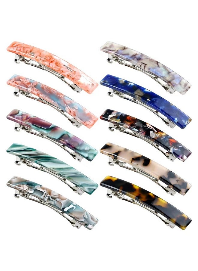 10 Pack 7.5Cm/3 Vintage Tortoise Shell Acetate French Hair Barrettes Automatic Spring Clips Hair Pins Accessories For Women Girls Thin Thick Hair