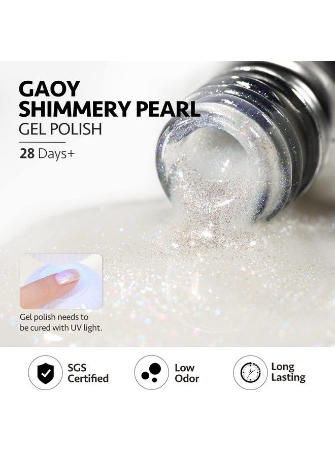 Shimmer Gel Nail Polish 16Ml Translucent Jelly Glitter Gel Polish Soak Off Uv Gel For Nail Art Diy At Home 1608 Pearl White