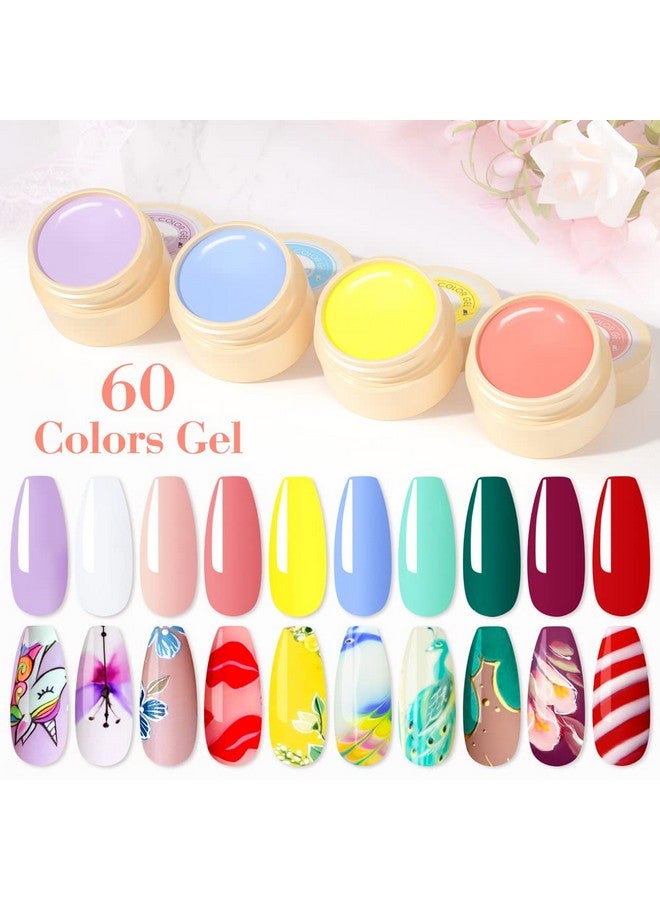 Venalisa Gel Paint For Nails Art Kit 60 Colors Solid Gel Polish Set Spider Painting Gel Nail Polish Nail Art Design For Starter Manicure Professional Nail Salon Diy At Home Gift For Her