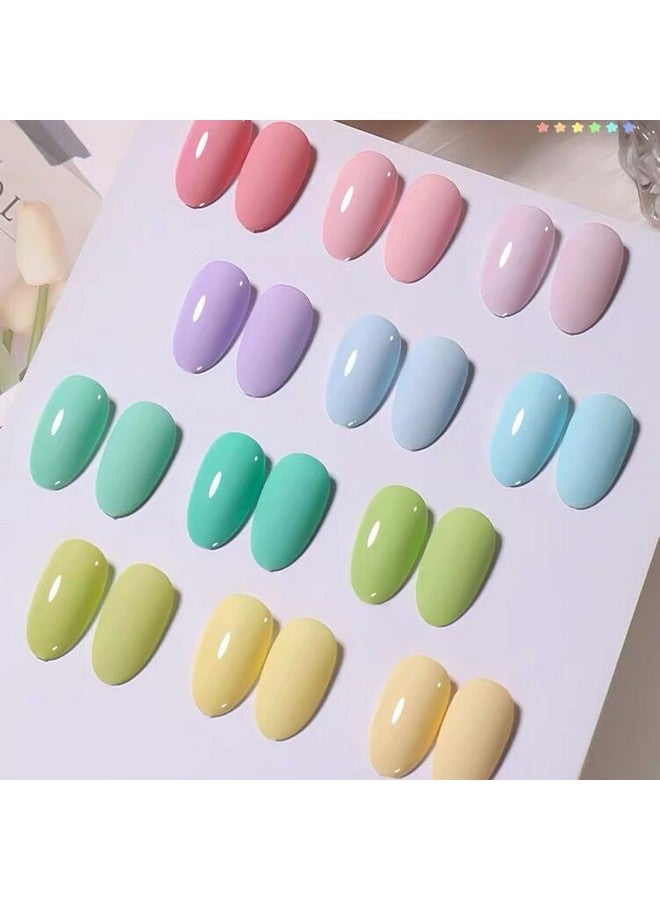 48 Pcs Pastel Gel Nail Polish Kit With Uv Light Base And Matte Glossy Top Coat Nail Gel Polish Soak Off Manicure Accessory Tools Suitable For All Seasons