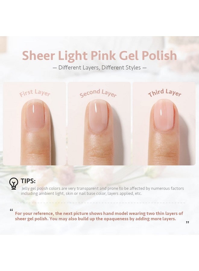 Sheer Light Pink Gel Nail Polish 16Ml Jelly Milky White Peach Translucent Color 1352 Uv Light Cure Gel Polish For Nail Art Diy Manicure And Pedicure At Home