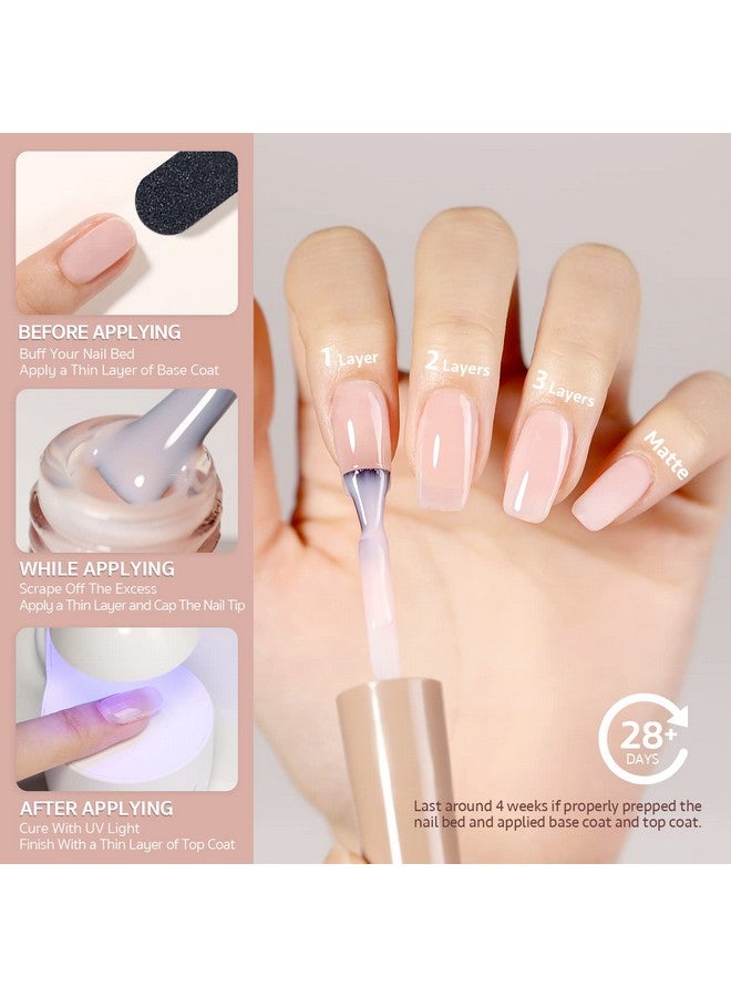Sheer Light Pink Gel Nail Polish 16Ml Jelly Milky White Peach Translucent Color 1352 Uv Light Cure Gel Polish For Nail Art Diy Manicure And Pedicure At Home