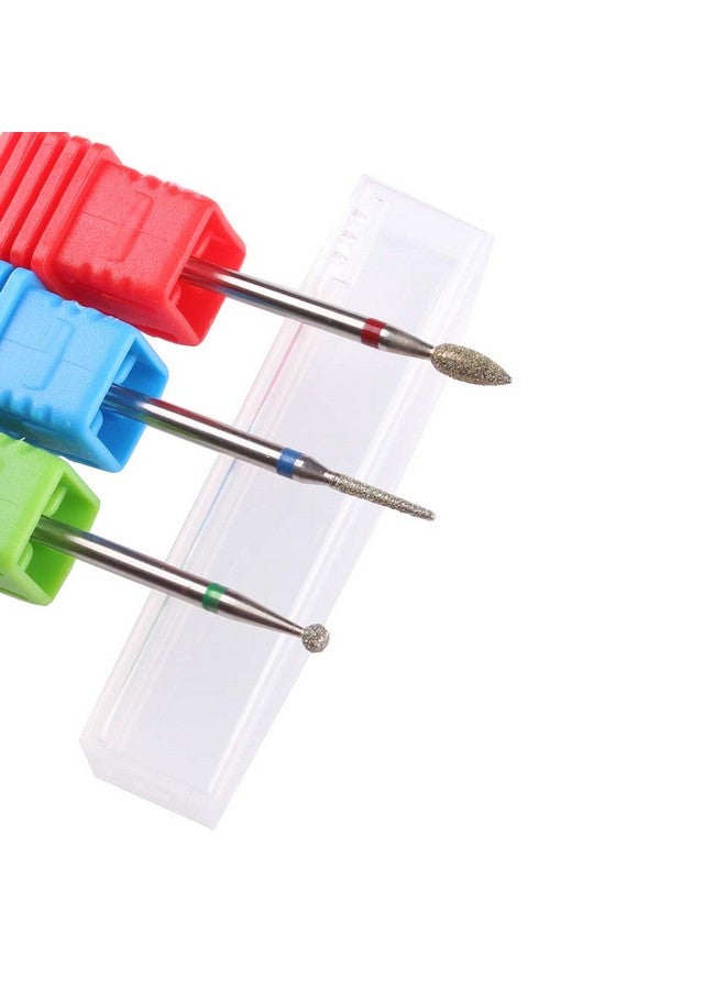 3Pcs Diamond Cuticle Drill Bits (Needleballbullet) Nail Bitprofessional Manicure Drill Bit Kit3/32 Shank E File
