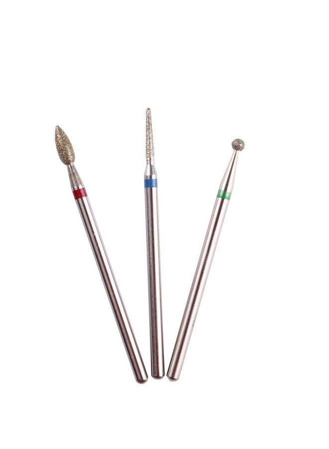 3Pcs Diamond Cuticle Drill Bits (Needleballbullet) Nail Bitprofessional Manicure Drill Bit Kit3/32 Shank E File