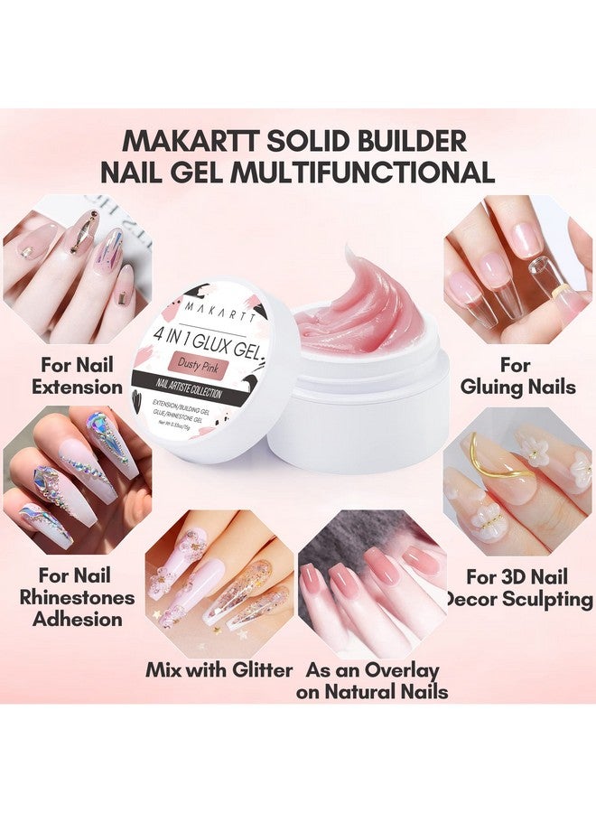 Solid Builder Nail Gel15Ml 4 In 1 Nail Extension Gel Uv Glue For Acrylic Nails Soft Gel Nails Rhinestones Gel 3D Nail Sculpture Gel Hard Gel For Nails Uv/Led Nail Lamp Required Dusty Pink