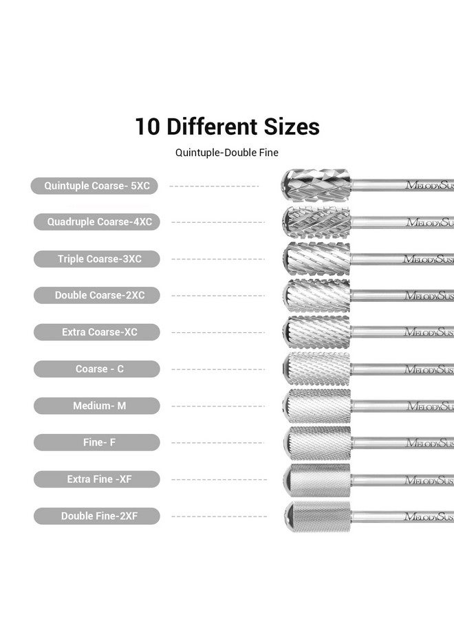 Safety Nail Drill Bits 3/32'' Smooth Round Top Large Barrel Carbide Bits Suitable For Manicure Pedicure Cuticle Gel Polishing Beginners Bits Silver Series Bits Extra Coarse