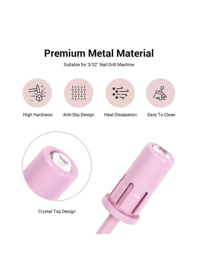 Crystal Top Mandrel Bit For Nails 3/32'' Easy Off Nail Drill Bits For Sanding Bands Suitable For Acrylic Nails Gel Manicures And Pedicures Rose Pink