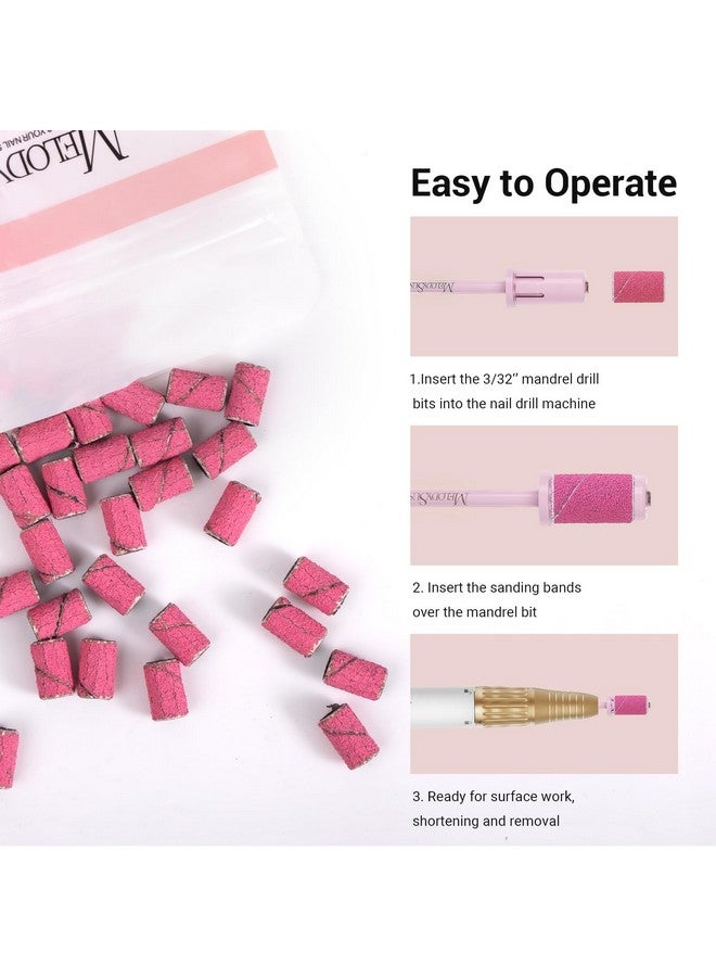 Crystal Top Mandrel Bit For Nails 3/32'' Easy Off Nail Drill Bits For Sanding Bands Suitable For Acrylic Nails Gel Manicures And Pedicures Rose Pink