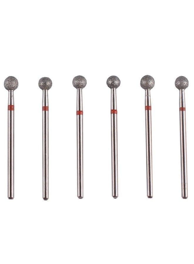 6Pcs Pro Diamond Ball Bitscuticle Drill Bit Set For Russian Manicure3/32 Shank Efile Bit (Φ5.0Mm)