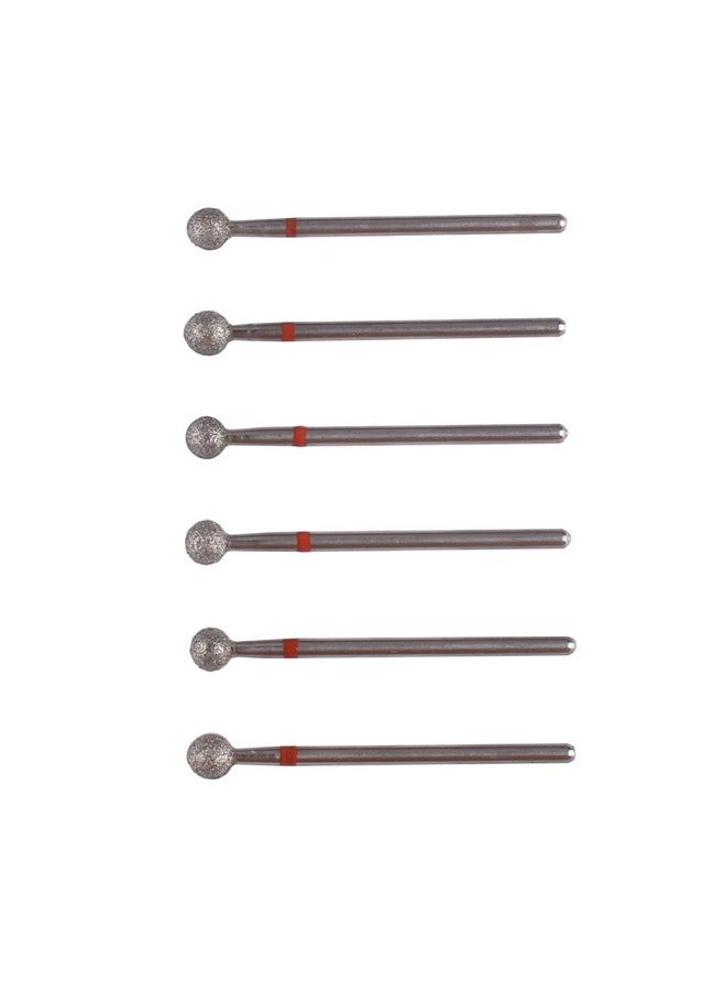 6Pcs Pro Diamond Ball Bitscuticle Drill Bit Set For Russian Manicure3/32 Shank Efile Bit (Φ5.0Mm)