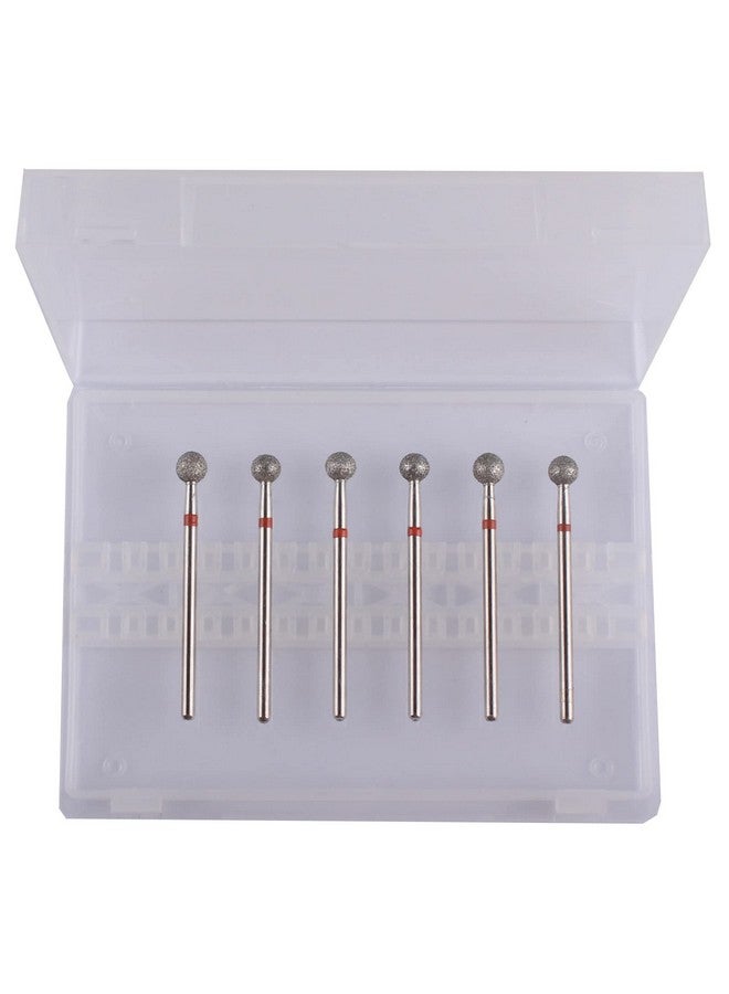6Pcs Pro Diamond Ball Bitscuticle Drill Bit Set For Russian Manicure3/32 Shank Efile Bit (Φ5.0Mm)