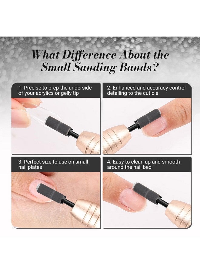 50 Pcs Nail Drill Bits Small Sanding Bands With 3.1Mm Mandrel Bit 120 Medium Grit Nail File For Acrylic Nails Gel Manicures And Pedicure Black