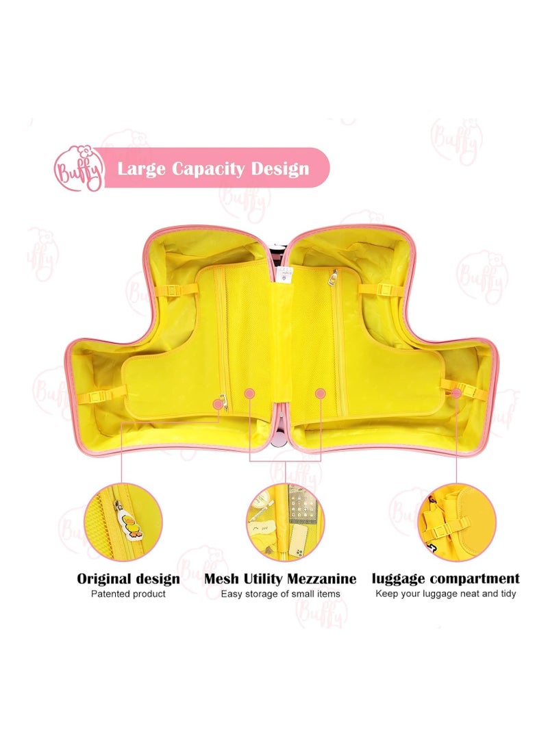 Children's Ride-On Travel Suitcase,Travel Rolling Kid's Luggage with Wheels Carry Trolley Luggage with Password Lock