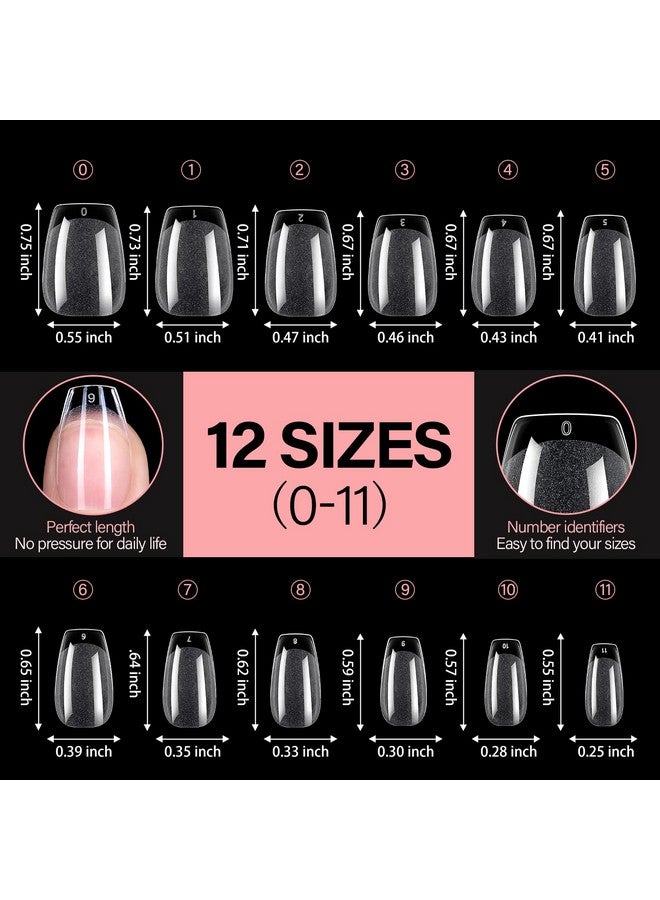 Short Coffin Nail Tips 360Pcs Half Matte Soft Gel Full Cover Nail Tips False Coffin Nails Tips Clear Fake Gelly Tips For Diy Press On Nail Extensions 12 Sizes With Gift Box