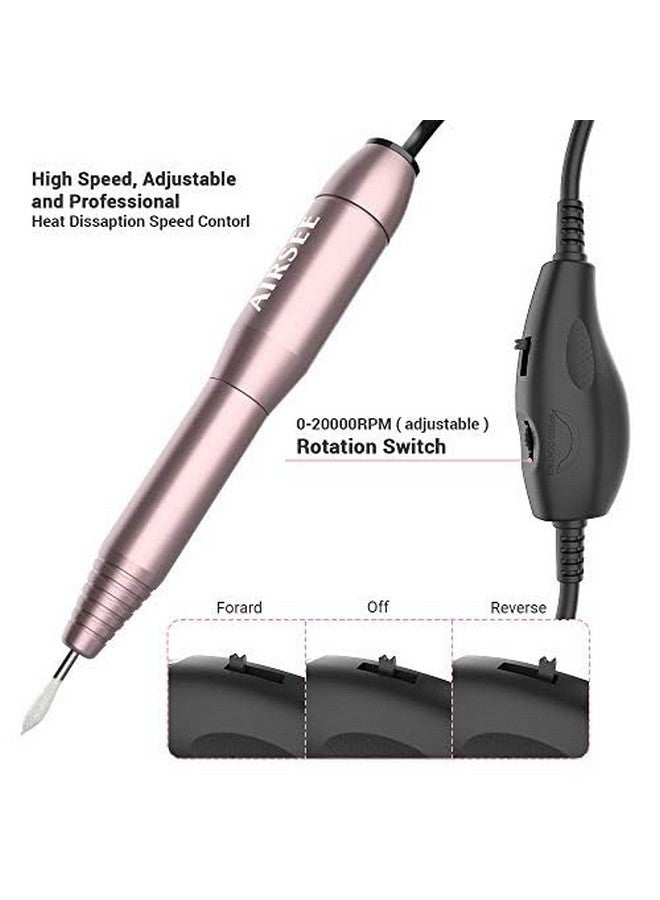 Portable Nail Drill Usb Electric File 20000 Rpm Adjustable Speed Direction Professional Manicure Pedicure E File Kit With 6 Bits 26 Sanding Bands For Acrylic Gel Polishing Buffing Shaping N14