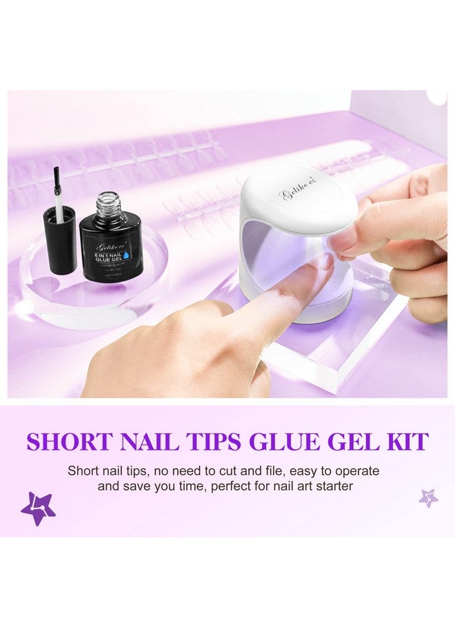 Short Soft Gel Nail Kit Square Nails Extension Kit With 240Pcs Soft Gel Nail Tips Nail Glue Uv Nails Lamp Full Cover Extensions Kit For Nail Art Diy Home