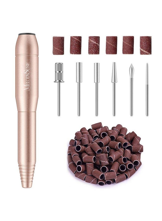 Portable Electric Nail Drillpc120B Compact Efile Electrical Professional Nail File Kit For Acrylic Gel Nails Manicure Pedicure Polishing Shape Tools Design For Home Salon Use Gold