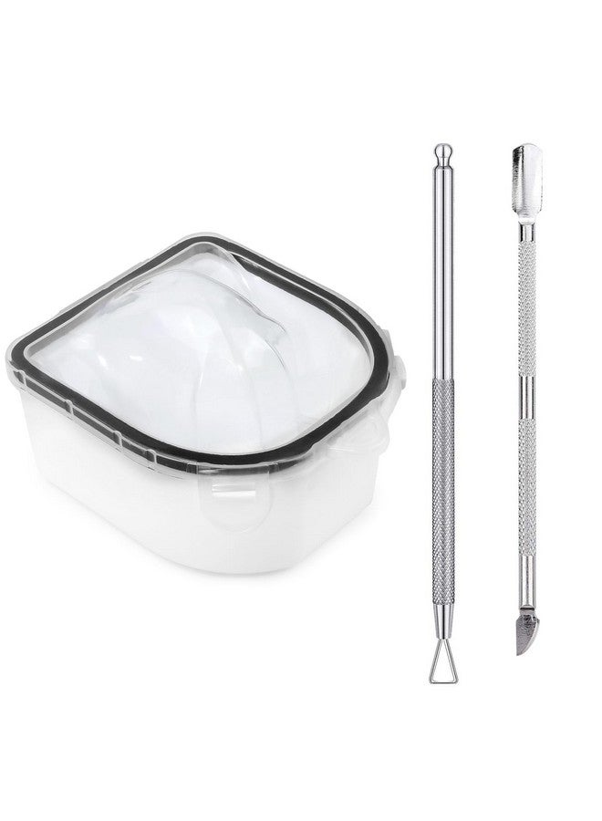 Nail Soaking Bowl Soak Off Gel Polish Dip Powder Remover Hand Acetone Nail Soak Off Bowl Manicure Bowl With Triangle Cuticle Peeler And Stainless Steel Cuticle Pusher Nail Art Tool (Black3Pcs Set)