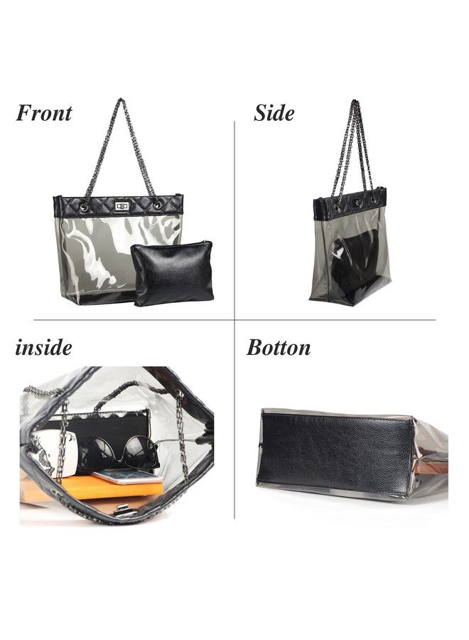 Candy Color 2 In 1 Chain Strap Clear Handbags Transparent Tote Purses For Women Large