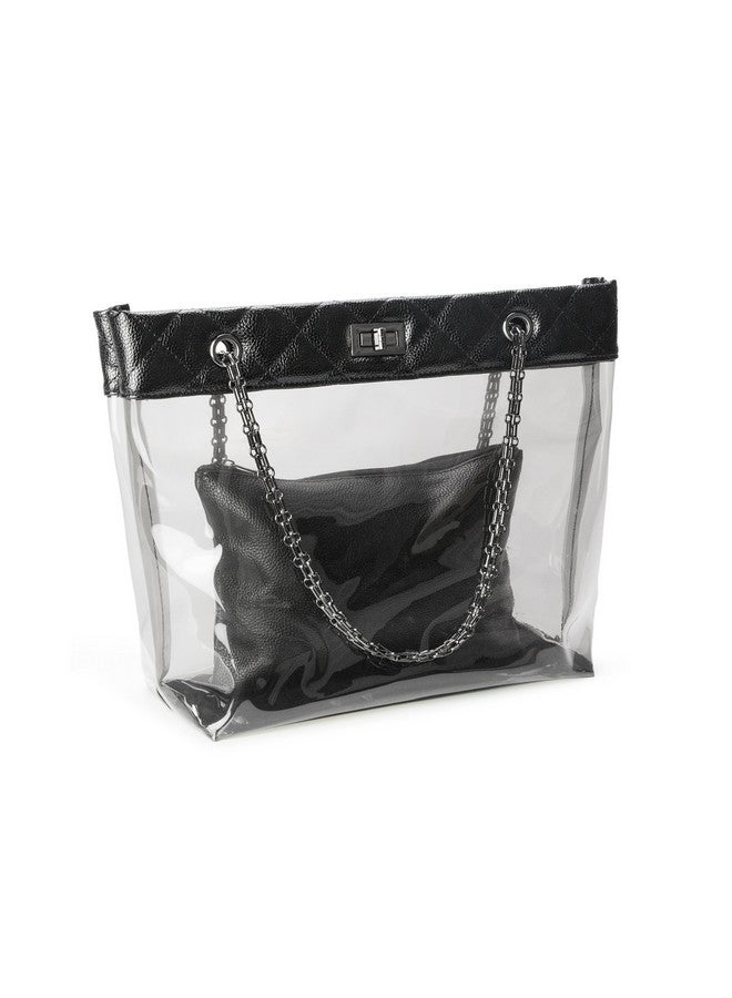 Candy Color 2 In 1 Chain Strap Clear Handbags Transparent Tote Purses For Women Large