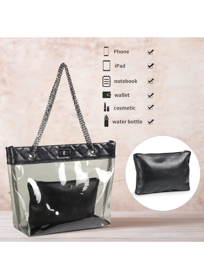 Candy Color 2 In 1 Chain Strap Clear Handbags Transparent Tote Purses For Women Large