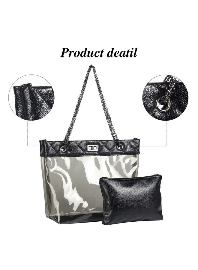 Candy Color 2 In 1 Chain Strap Clear Handbags Transparent Tote Purses For Women Large