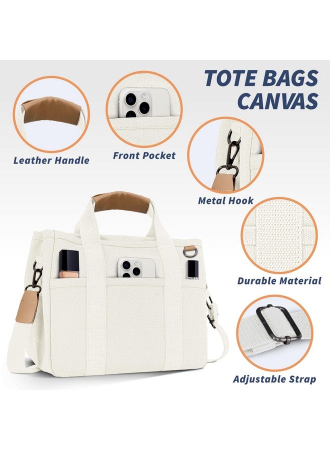 Homespon Canvas Everything Tote Bag For Woman With Compartments For Work Travel Or Shopping (Beige)