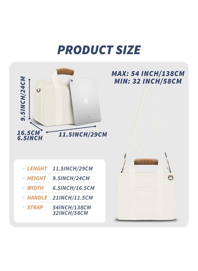 Homespon Canvas Everything Tote Bag For Woman With Compartments For Work Travel Or Shopping (Beige)