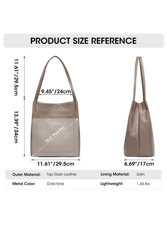 Leather Tote Bags For Women Soft Genuine Leather Purses And Handbags Shoulder Bag With Top Magnetic Snap Closure Work Travel Khaki