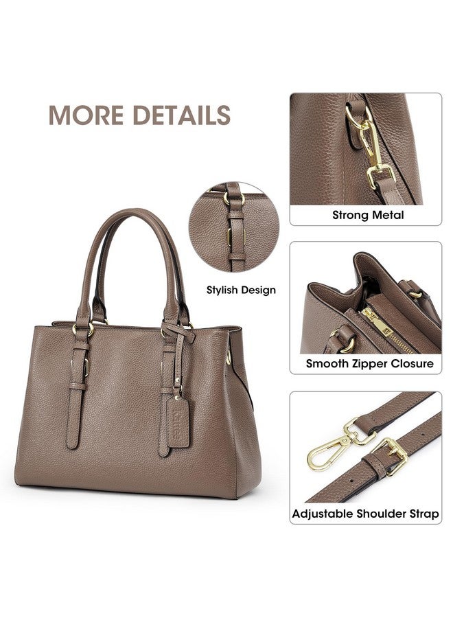 Genuine Leather Purses And Handbags For Women Soft Top Handle Crossbody Satchel Tote Shoulder Bags (Khaki)