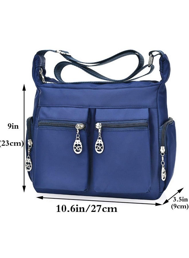 Lightweight Nylon Multi Pocket Hobo Shoulder Crossbody Bag Handbags And Purses For Women Men Tophandle Messenger Crossbody Bag Pack Totes Satchels Dark Blue