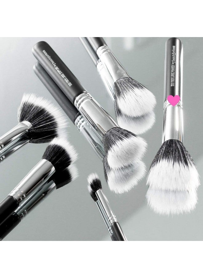 Large Powder Makeup Brush Beauty Junkees Pro Flat Top Duo Fiber Synthetic Make Up Brushes Blend Diffuse Loose Pressed Translucent Powders For Setting Finishing Bronzing Vegan Cruelty Free