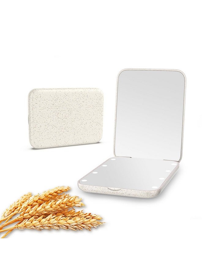 Wheat Straw Compact Mirror 1X/3X Magnification Lighted Folding Portable Ecofriendly Great Gift