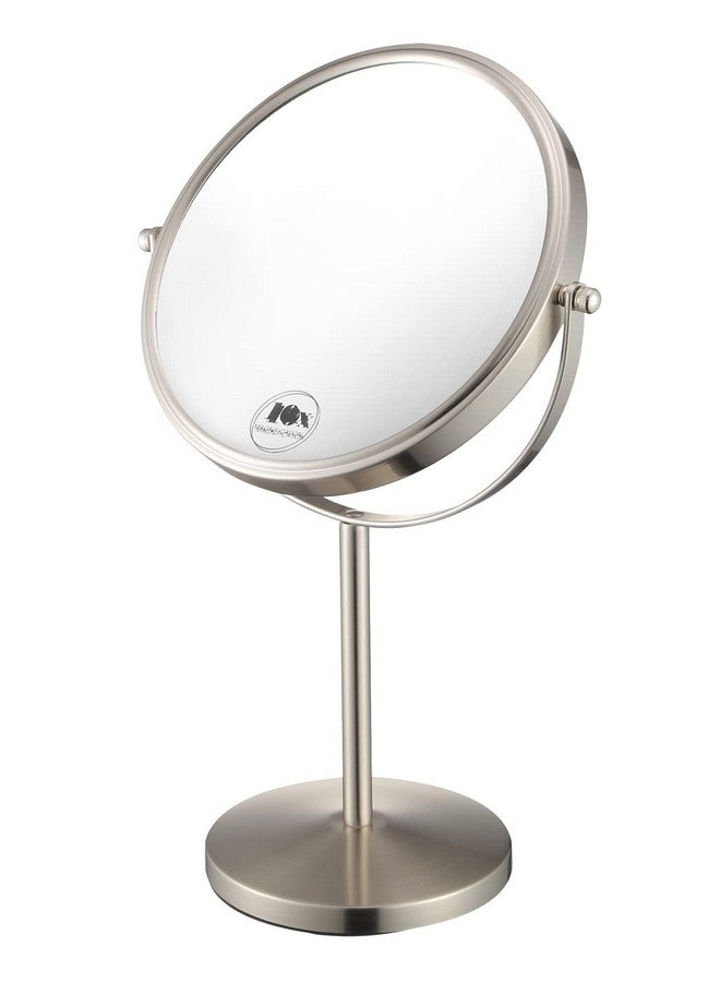 Magnifying Makeup Mirror 8Inch Double Sided Vanity Tabletop Mirror With 10X Magnification Nickel Finished