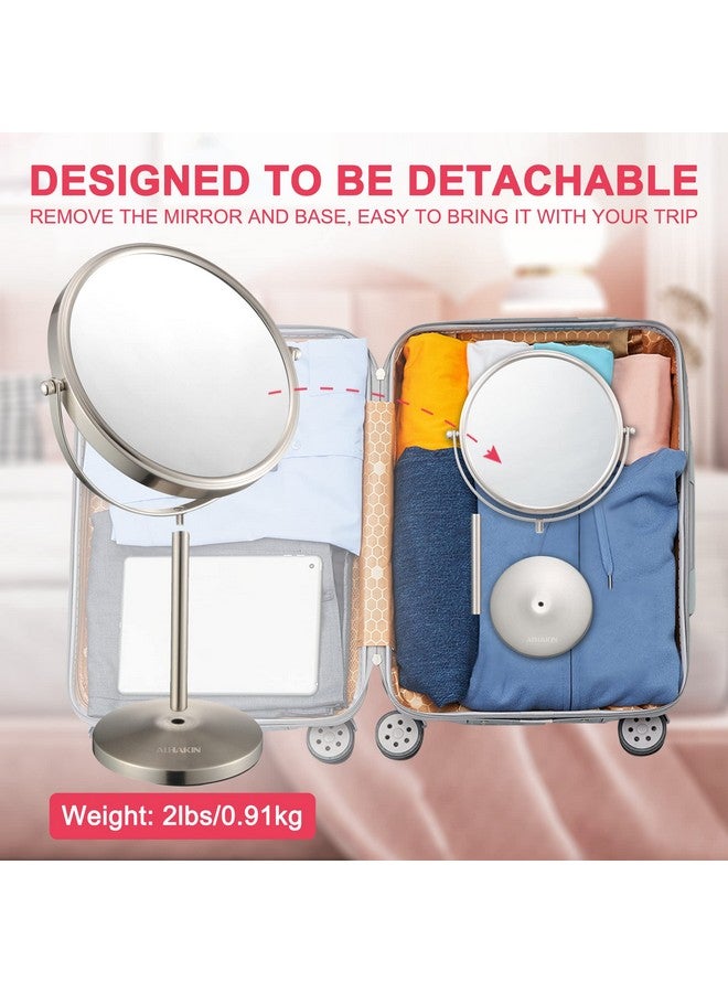 Magnifying Makeup Mirror 8Inch Double Sided Vanity Tabletop Mirror With 10X Magnification Nickel Finished