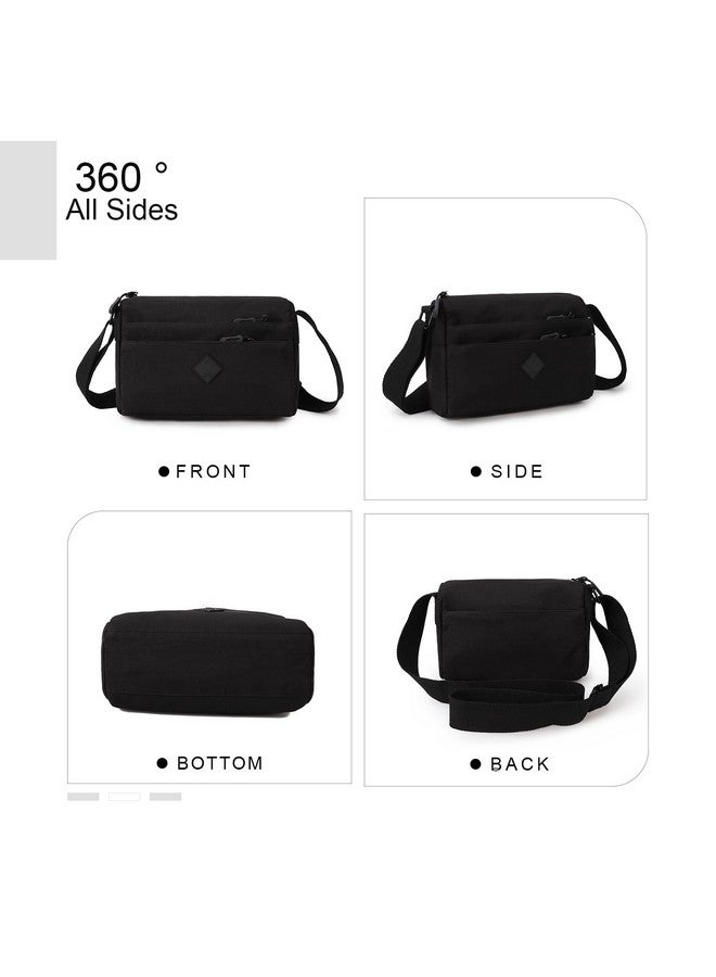 Small Crossbody Bags For Women Shoulder Purses Nylon Cross Body Bag Multi Pocket Purse For Ladies Tote Handbags Black