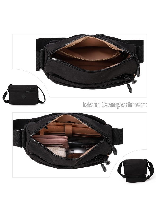 Small Crossbody Bags For Women Shoulder Purses Nylon Cross Body Bag Multi Pocket Purse For Ladies Tote Handbags Black